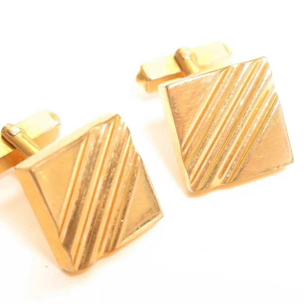 Vintage Swank Signed Square Gold Plated Cufflinks